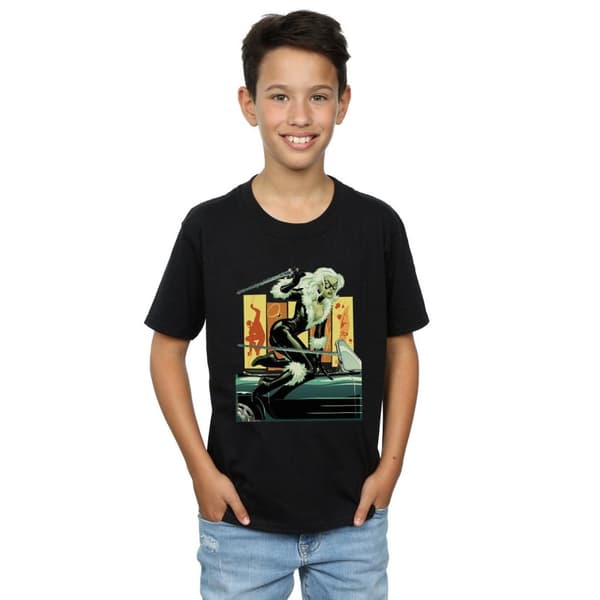 Marvel Boys Black Cat Car T-Shirt