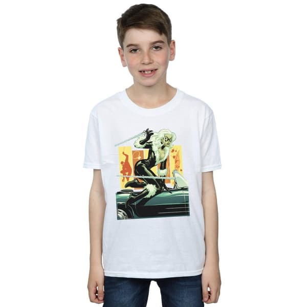 Marvel Boys Black Cat Car T-Shirt