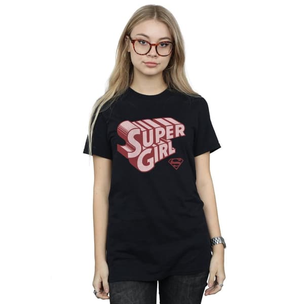 DC Comics Dam/Lady Supergirl Retro Logo Boyfriend T-shirt i bomull