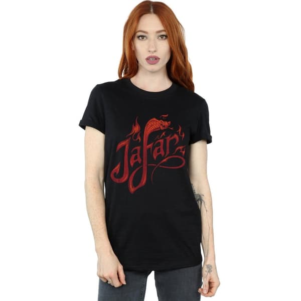 Disney Womens/Ladies Aladdin Movie Jafar Flames Logo Cotton Boyfriend T-Shirt
