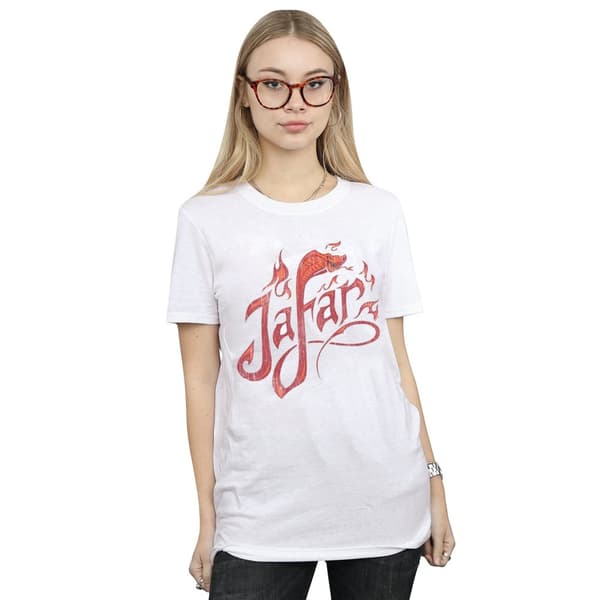 Disney Womens/Ladies Aladdin Movie Jafar Flames Logo Cotton Boyfriend T-Shirt