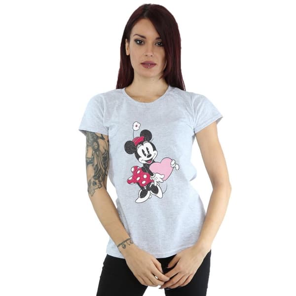 Disney Dam/Tjej Minnie Mouse Love Heart T-shirt i bomull