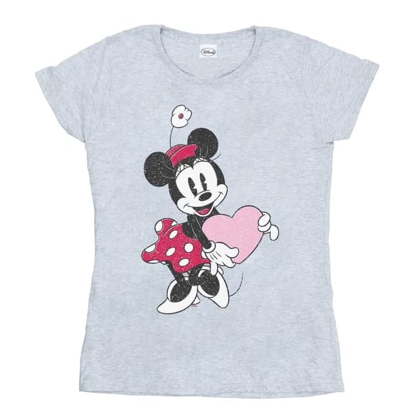 Disney Dam/Tjej Minnie Mouse Love Heart T-shirt i bomull