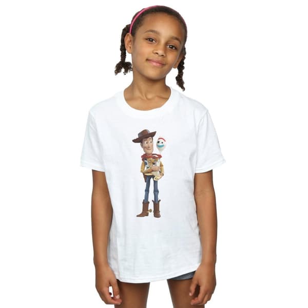 Disney Girls Toy Story 4 Woody And Forky Cotton T-Shirt