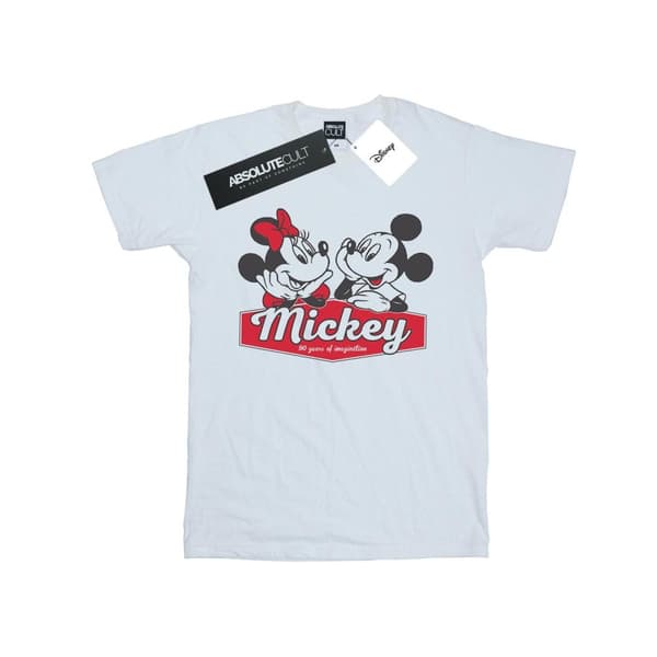 Disney Womens/Ladies Mickie And Minnie 90 Years Cotton Boyfriend T-Shirt