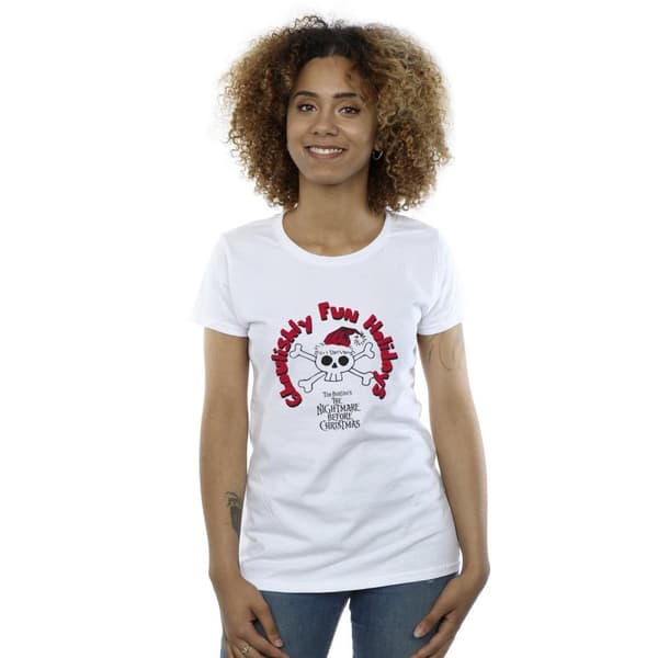 Disney Womens/Ladies The Nightmare Before Christmas Ghouishly Fun Holidays Cotton T-Shirt