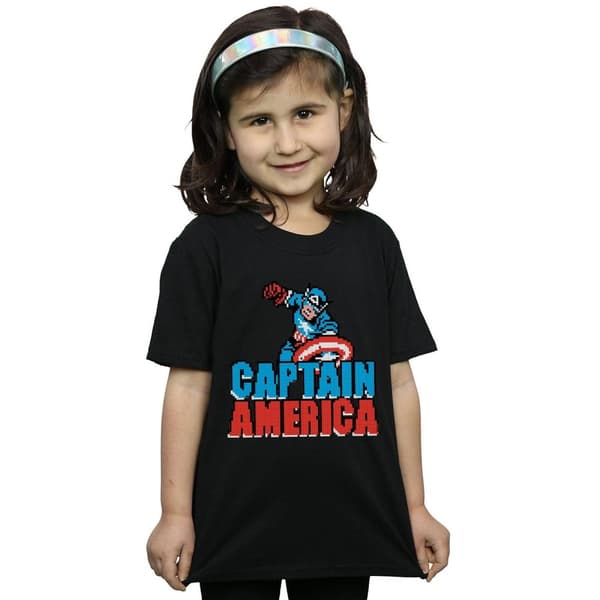 Marvel Girls Captain America Pixelated Cotton T-Shirt