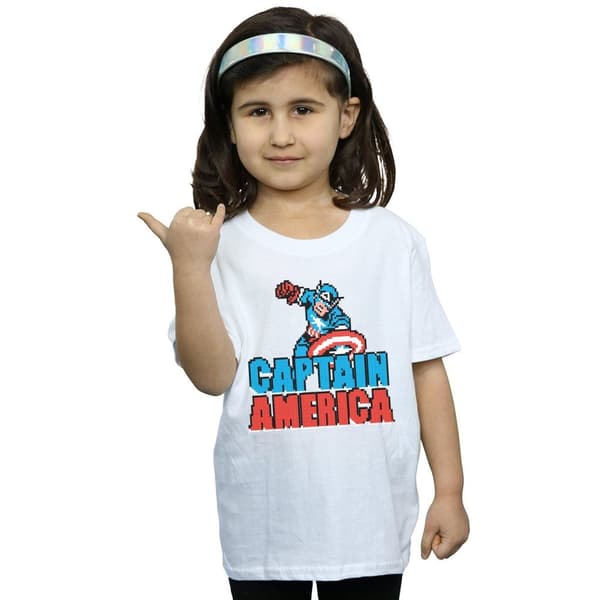 Marvel Girls Captain America Pixelated Cotton T-Shirt
