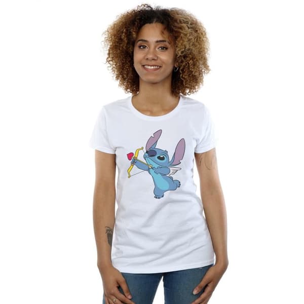 Disney Womens/Ladies Lilo And Stitch Stitch Cupid Valentines Cotton T-Shirt