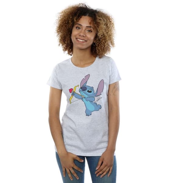Disney Womens/Ladies Lilo And Stitch Stitch Cupid Valentines Cotton T-Shirt