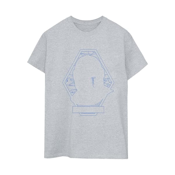 Star Wars Dam/Lady The Mandalorian Outline Helm Diamond Boyfriend T-shirt i bomull