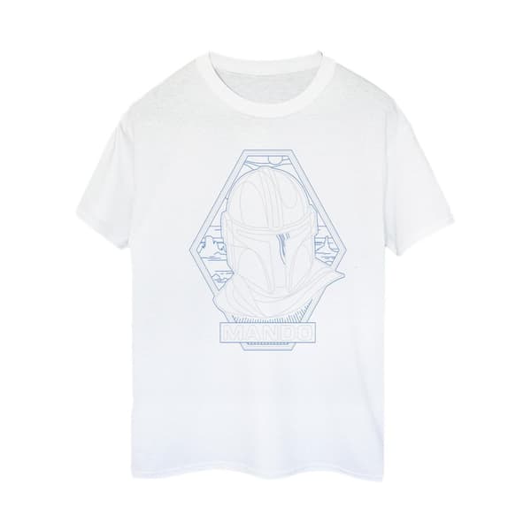 Star Wars Dam/Lady The Mandalorian Outline Helm Diamond Boyfriend T-shirt i bomull