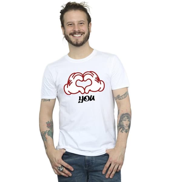 Disney Mens Musse Pigg Love You Hands T-shirt