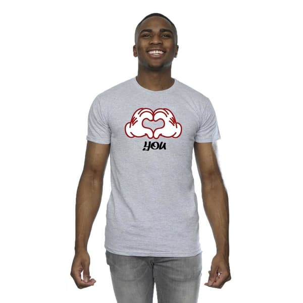 Disney Mens Musse Pigg Love You Hands T-shirt