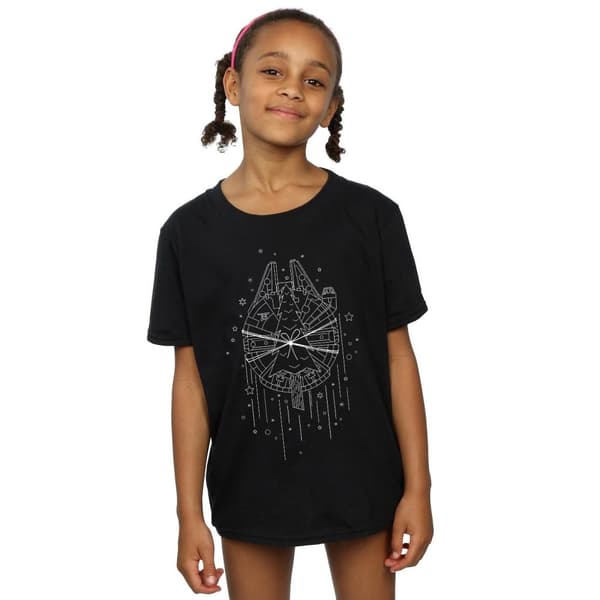 Star Wars Millennium Falcon - T-shirt i bomull med julgransleverans för flickor