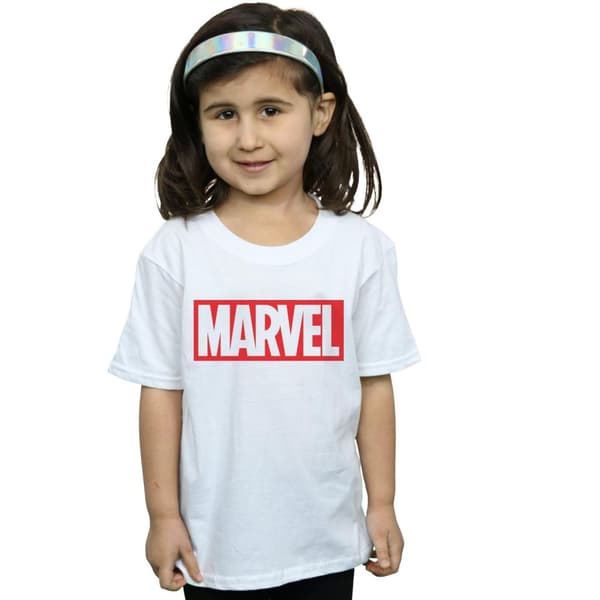 Marvel Comics T-shirt i bomull med klassisk logotyp för flickor