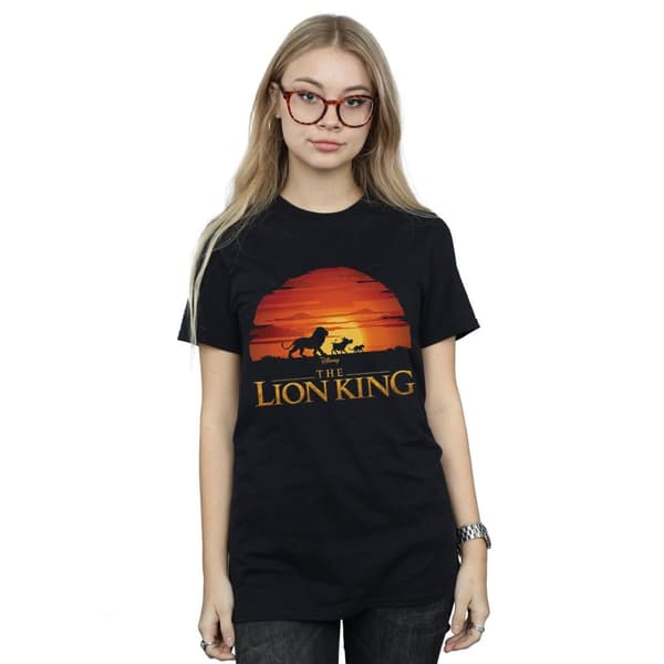 Disney Pojkvänst-shirt i bomull med solnedgångslogo från Lejonkungen-filmen - dam/dam