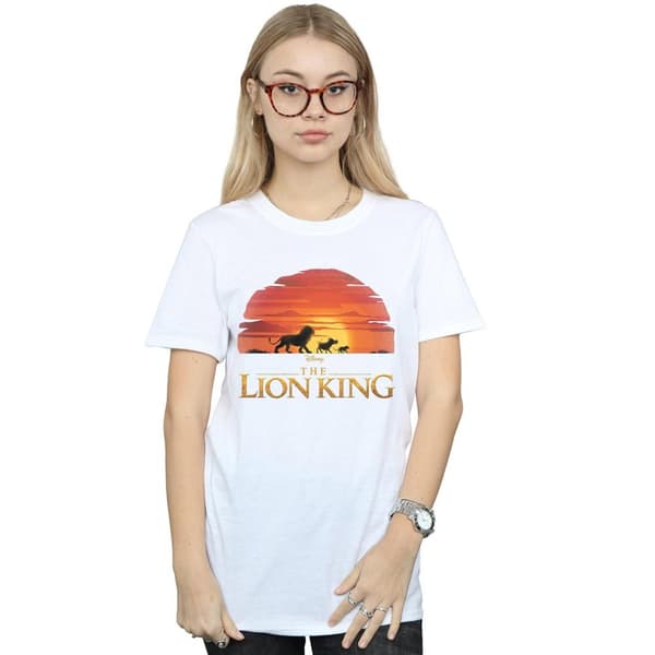 Disney Pojkvänst-shirt i bomull med solnedgångslogo från Lejonkungen-filmen - dam/dam
