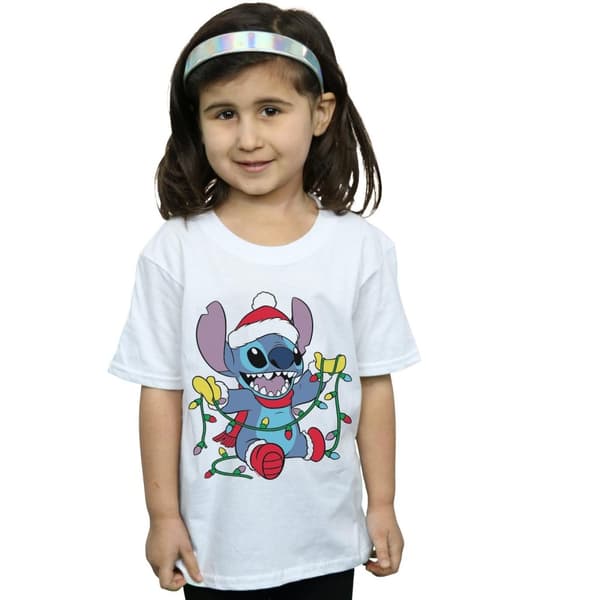 Disney Lilo And Stitch - T-shirt i bomull med julljus för flickor