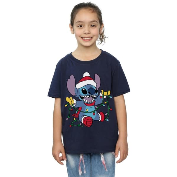 Disney Lilo And Stitch - T-shirt i bomull med julljus för flickor