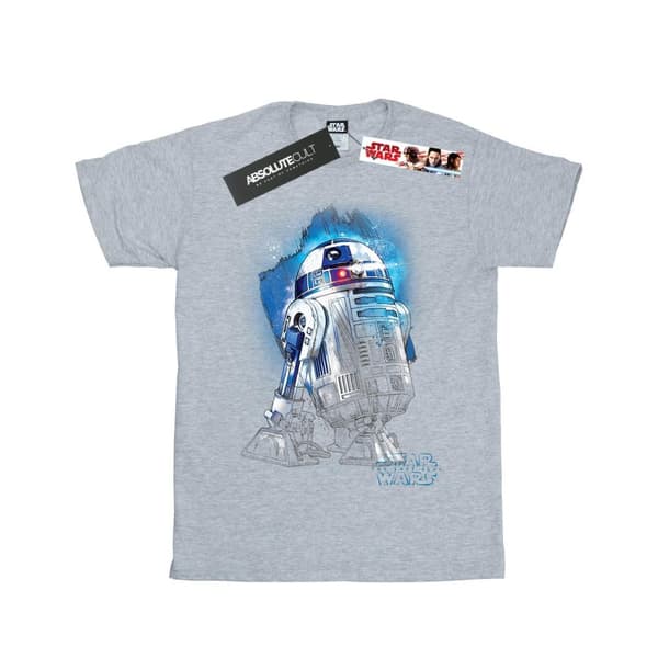 Star Wars R2-D2-t-shirt i borstad bomull från De sista jediriddarna för flickor Sports Grey 7-8 Years