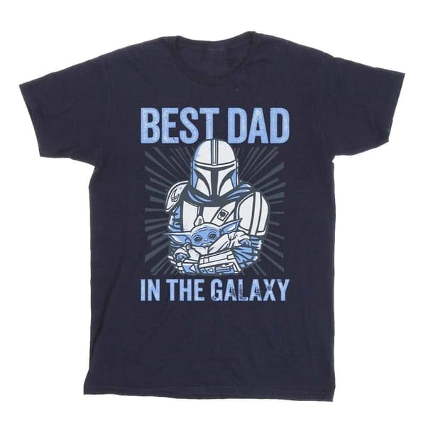 Star Wars Mens Mandalorian Best Dad Galaxy T-Shirt
