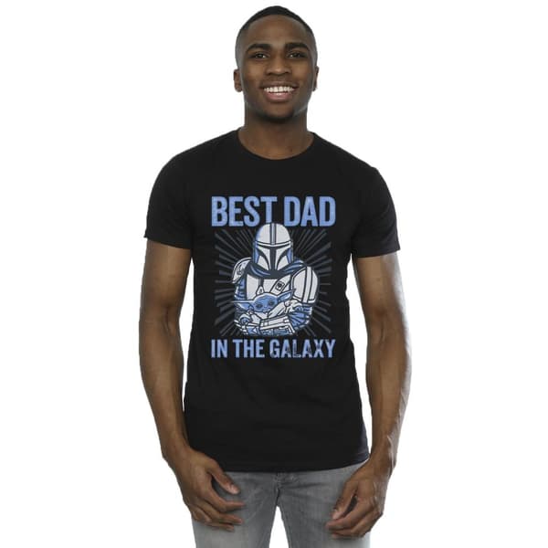 Star Wars Mens Mandalorian Best Dad Galaxy T-Shirt