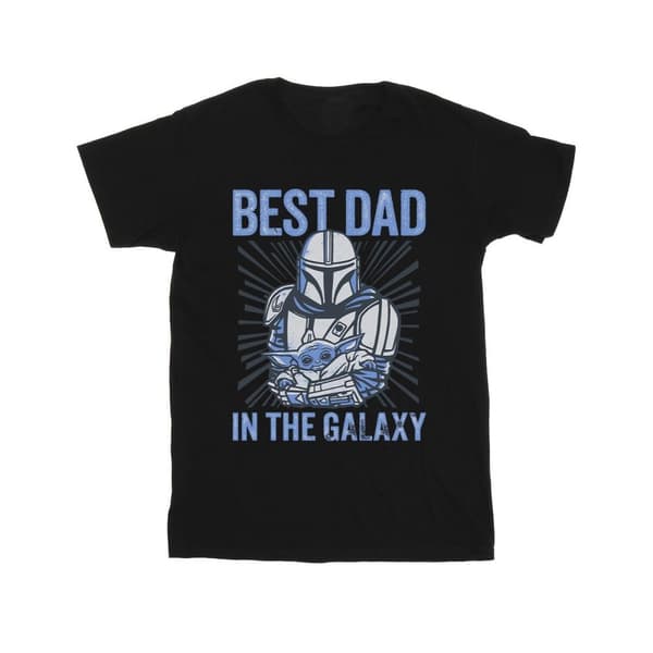 Star Wars Mens Mandalorian Best Dad Galaxy T-Shirt