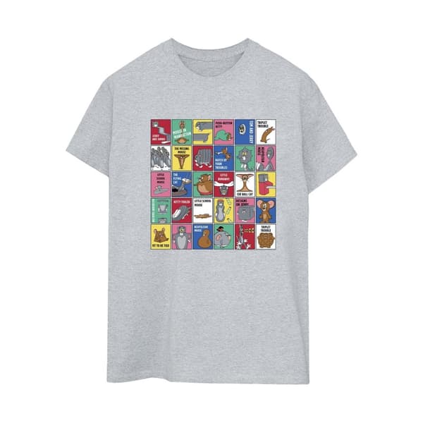 Tom And Jerry Dam/Tjej - Boyfriend-t-shirt i bomull med rutmönster