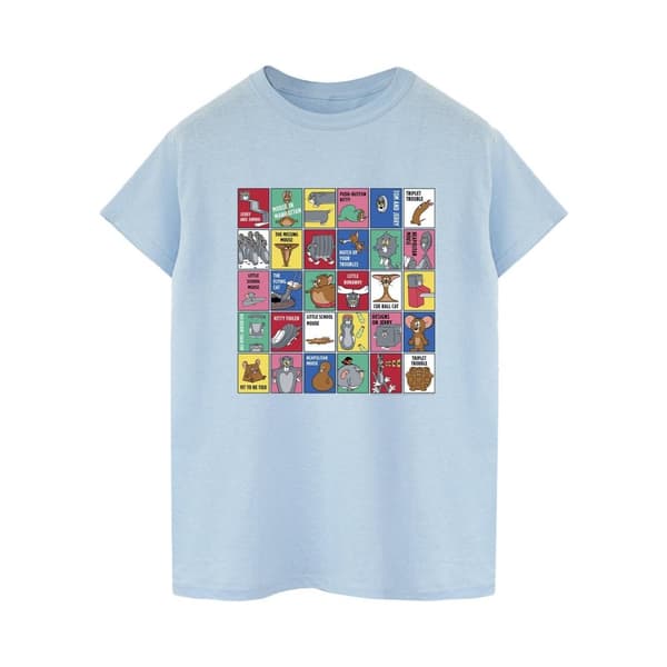 Tom And Jerry Womens/Ladies Grid Squares Cotton Boyfriend T-Shirt