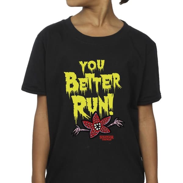 Netflix Stranger Things You Better Run bomulls-T-shirt för flickor