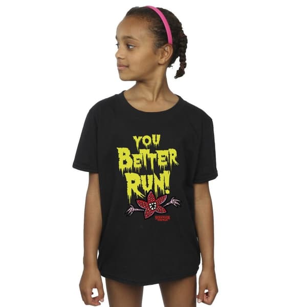 Netflix Stranger Things You Better Run bomulls-T-shirt för flickor