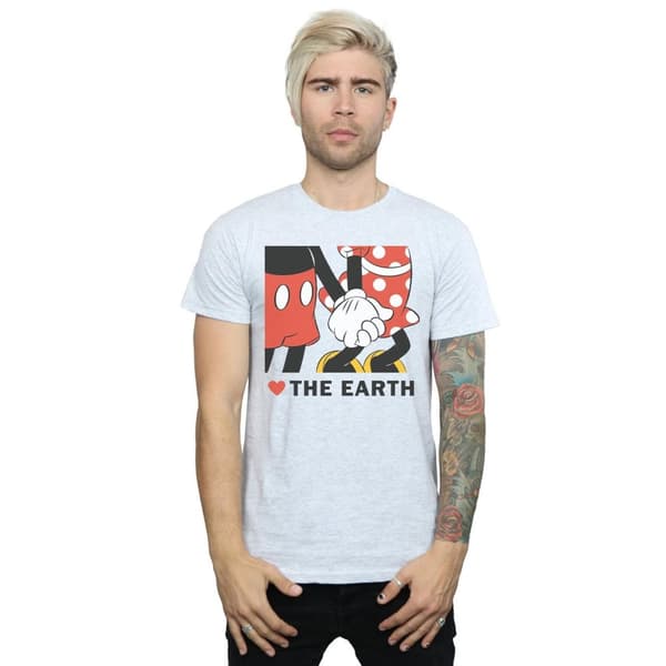 Disney Mens Mickey Mouse Heart The Earth T-Shirt