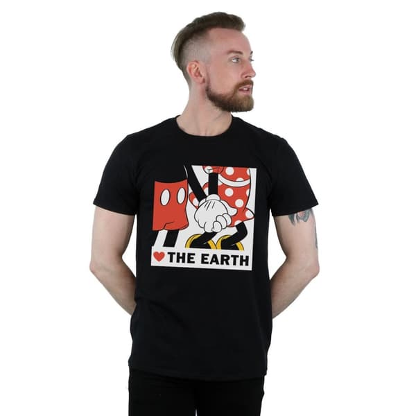 Disney Mens Musse Pigg Hjärta Jorden T-shirt