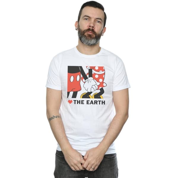 Disney Mens Musse Pigg Hjärta Jorden T-shirt