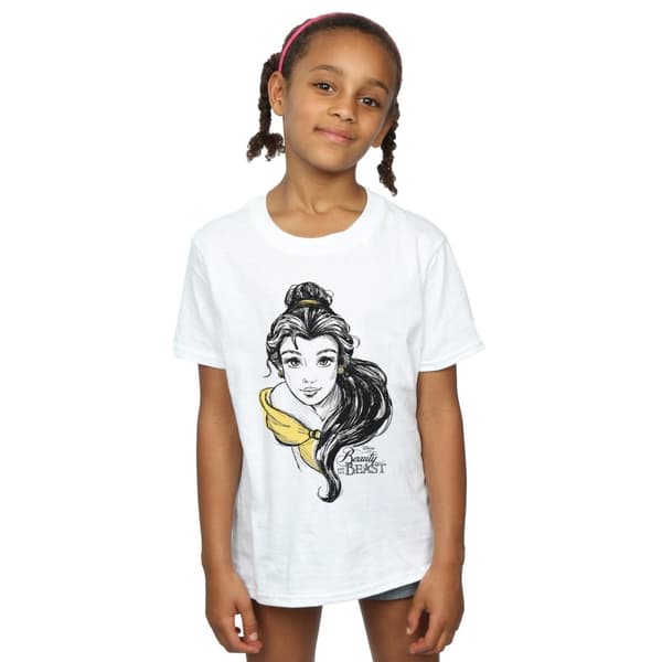 Disney Girls Belle Sketch Cotton T-Shirt