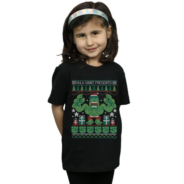 Marvel T-shirt i fair isle-bomull för flickor - Hulken vill ha presenter