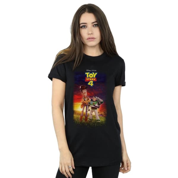Disney Dam/Tjej Toy Story 4 Buzz And Woody Poster Boyfriend T-shirt i bomull