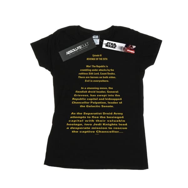 Star Wars Womens/Ladies Revenge Of The Sith Opening Crawl Cotton T-Shirt