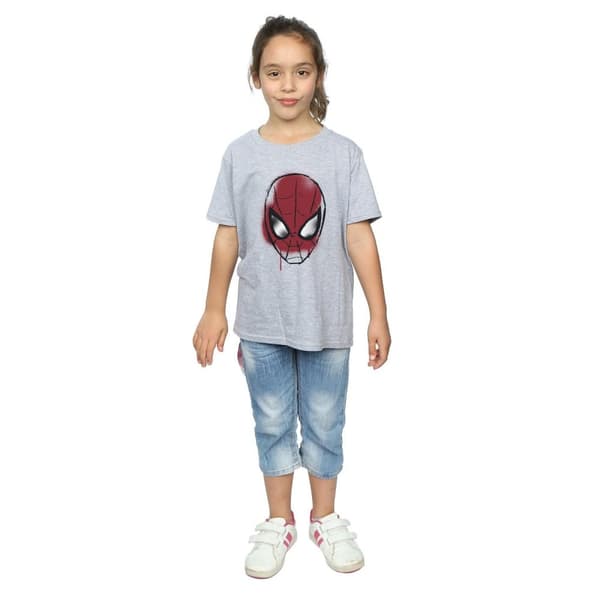 Marvel Girls Spider-Man Face Sketch Cotton T-Shirt
