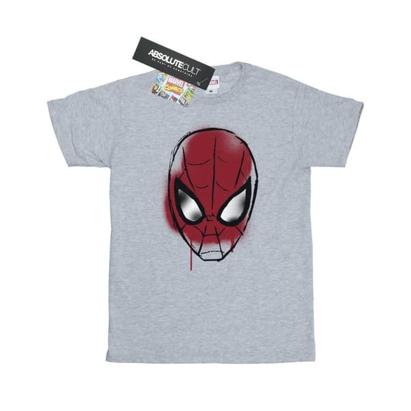Marvel Girls Spider-Man Face Sketch Cotton T-Shirt