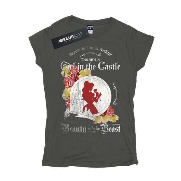 Disney Womens/Ladies Beauty And The Beast Girl in The Castle Cotton T-Shirt
