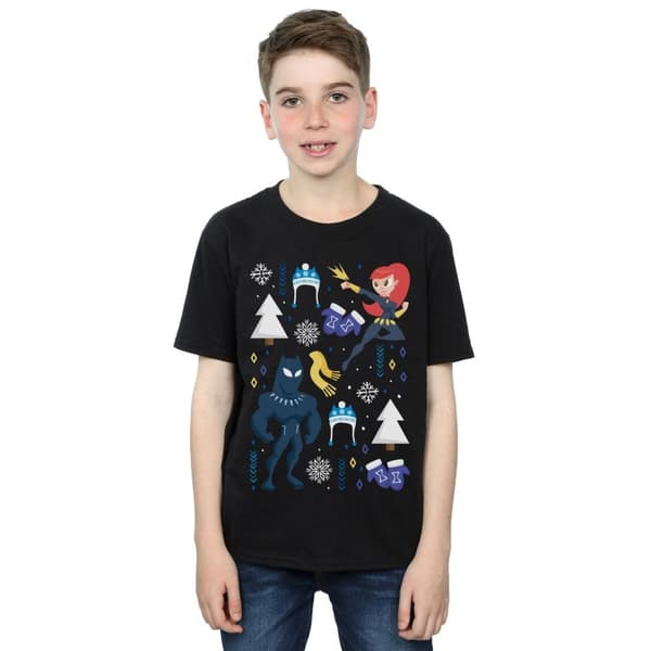 Marvel Black Panther och Black Widow - T-shirt för pojkar på juldagen