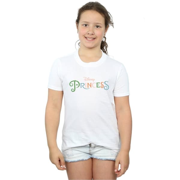 Disney Princess Girls Colour Logo Cotton T-Shirt