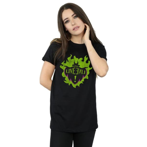 Disney Womens/Ladies The Descendants Maleficent Long Live Cotton Boyfriend T-Shirt