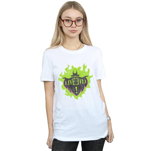 Disney Womens/Ladies The Descendants Maleficent Long Live Cotton Boyfriend T-Shirt