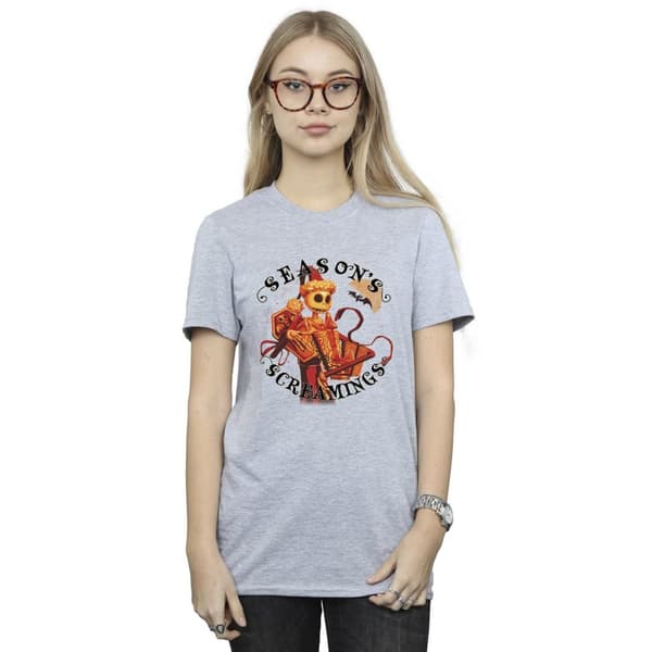 Disney Womens/Ladies The Nightmare Before Christmas Seasons Screamings Cotton Boyfriend T-Shirt