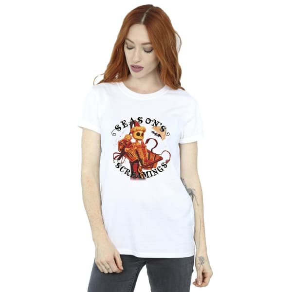 Disney Womens/Ladies The Nightmare Before Christmas Seasons Screamings Cotton Boyfriend T-Shirt