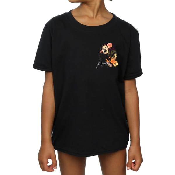 Janis Joplin Girls Floral Faux Pocket Cotton T-Shirt
