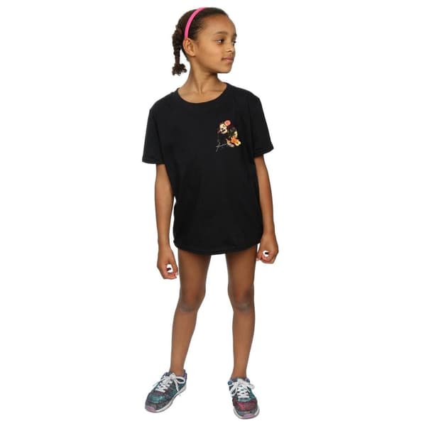 Janis Joplin Girls Floral Faux Pocket Cotton T-Shirt